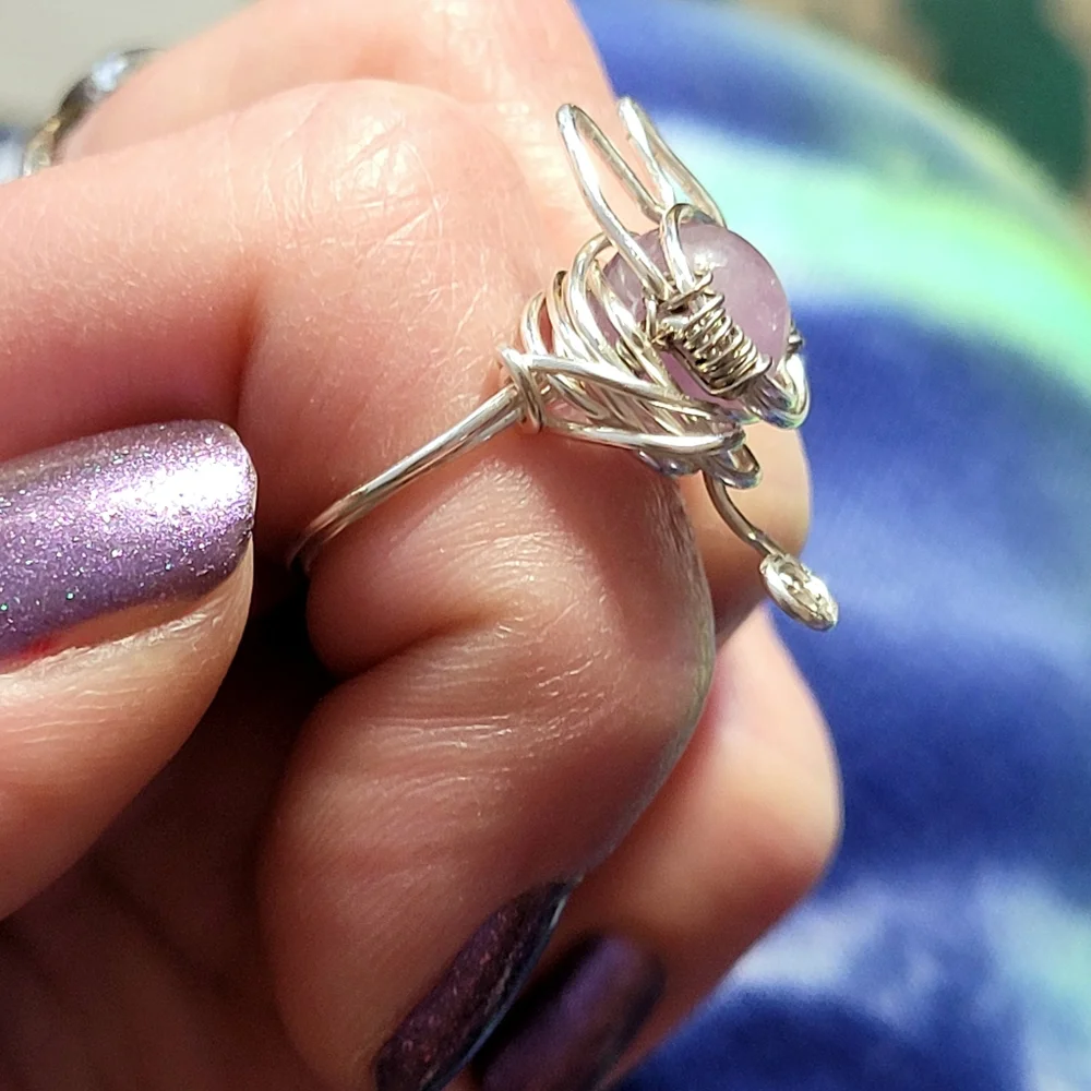 Wire Wrapped Amethyst Kitty Cat Ring